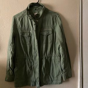 Olive green army style jacket large